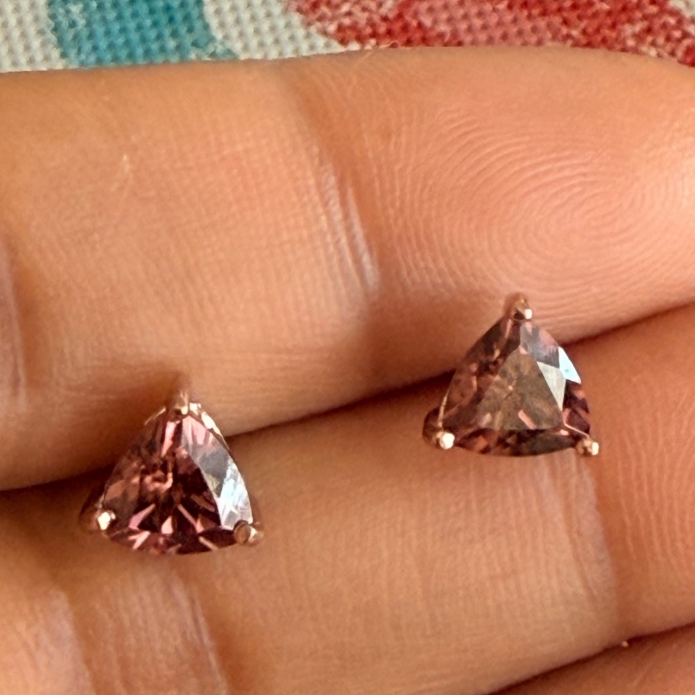 Sterling Silver 925 Morganite Earrings 18K Rose Gold